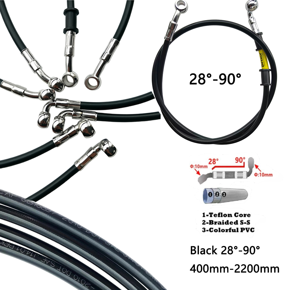 Brake Line Motorcycle - Black 28°-90° Degree Hydraulic Brake Hose
